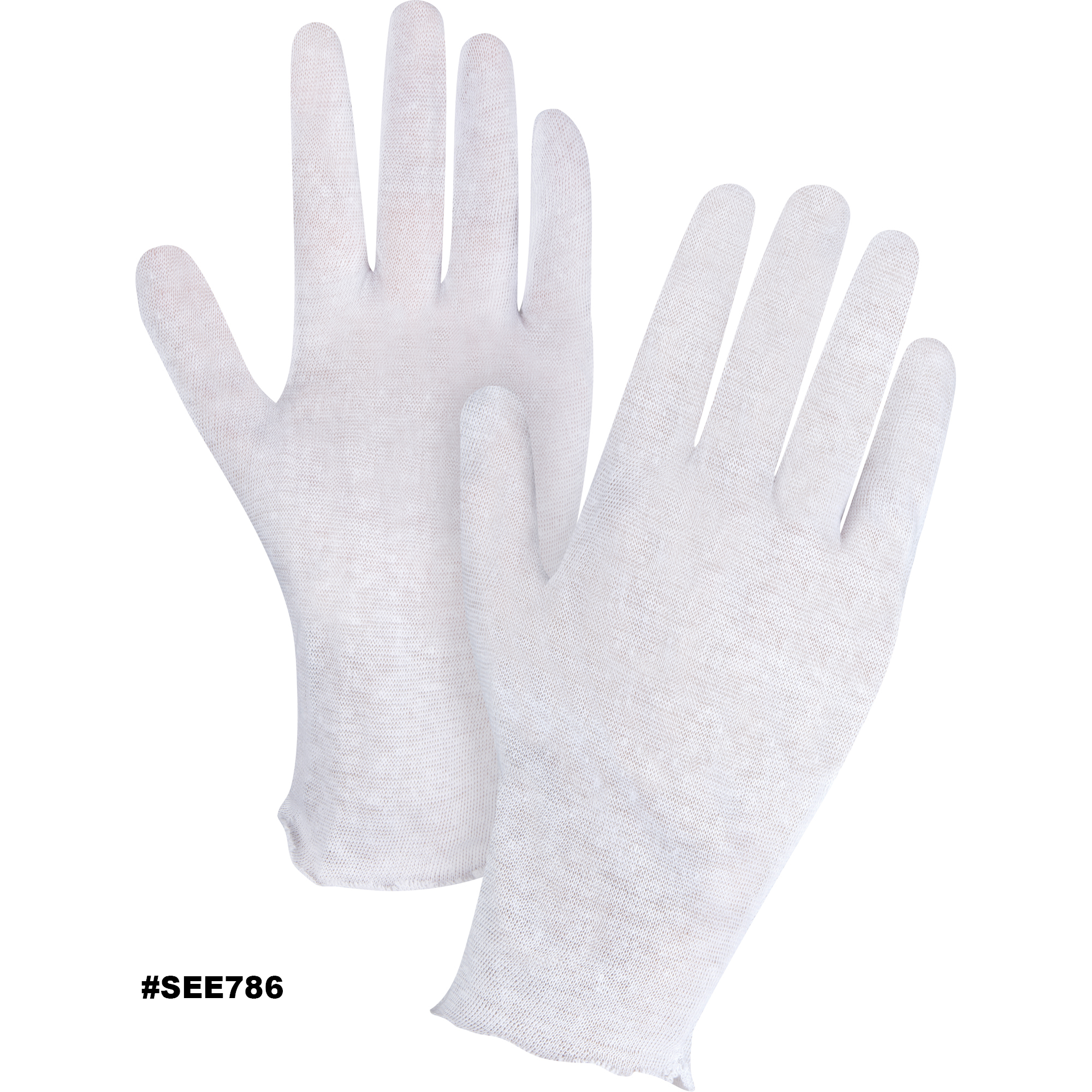 Inspection Gloves, Poly/Cotton, Unhemmed Cuff, Men's Model: SEE784