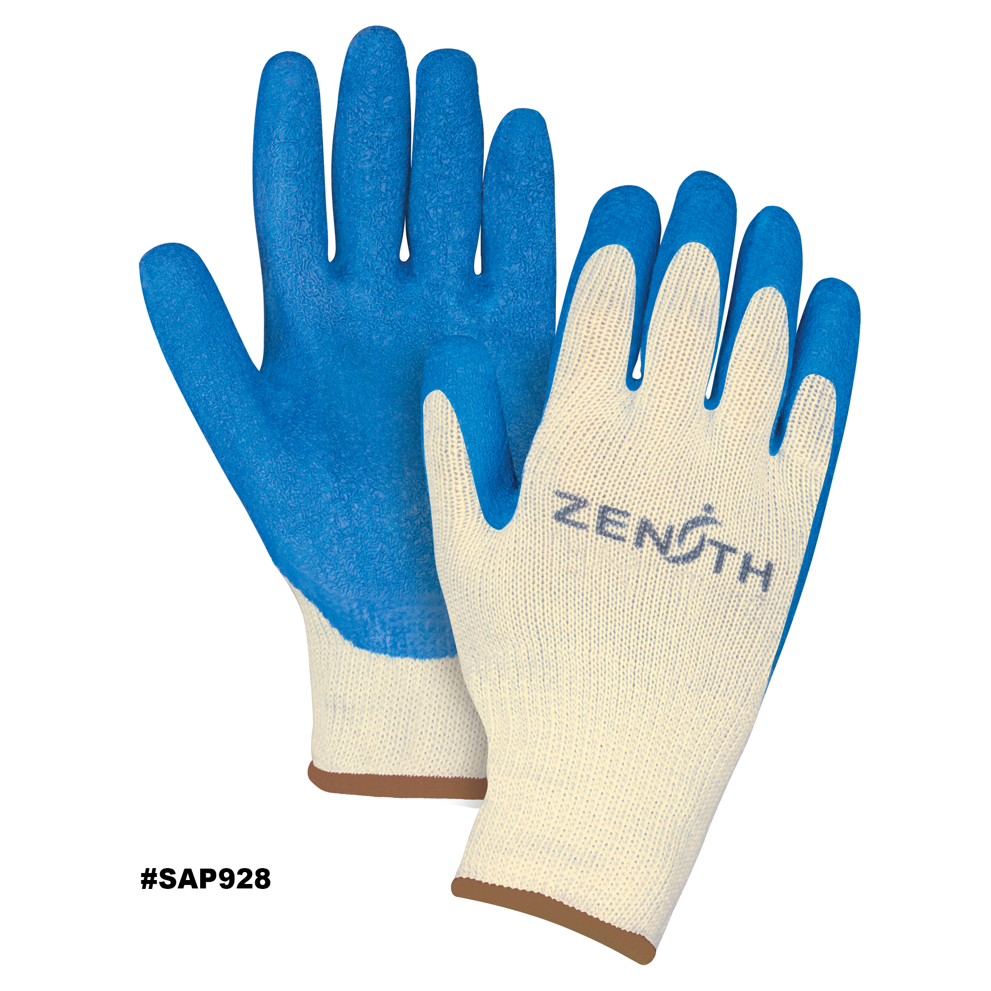 Zenith Cut Resistant Gloves, Size Large/9, 10 Gauge, Rubber Latex Coated, Twaron® Shell, ANSI/ISEA 105 Level 3/EN 388 Level 4 Model: SAP928